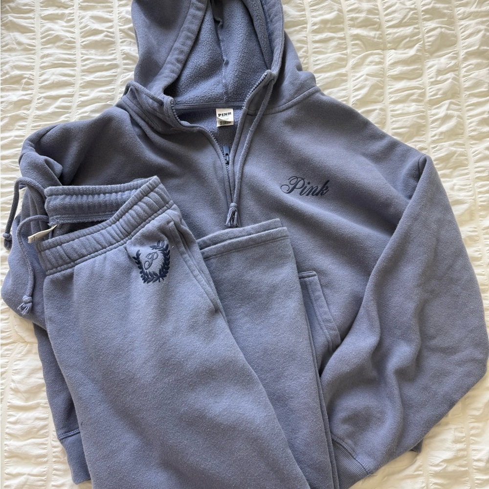 PINK Victoria's Secret Wide Leg Pants & Hoodie Set - Gray